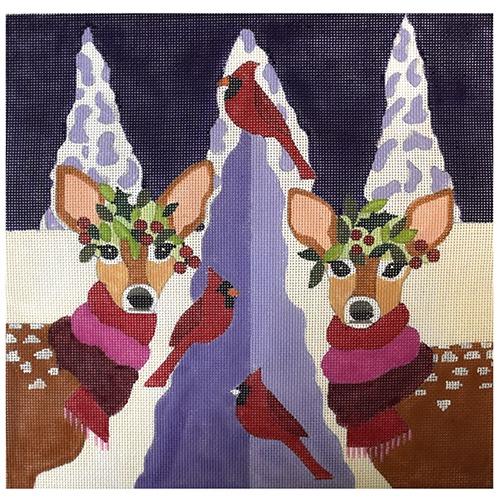 Fawns and Cardinals 10" Square