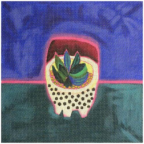 Spotted Bowl with Blue Plant