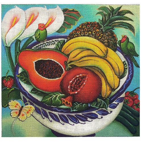 Fruit Bowl with Butterfly and Birds