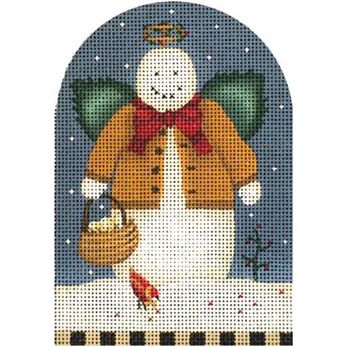 Angel Snowman with Green Wings