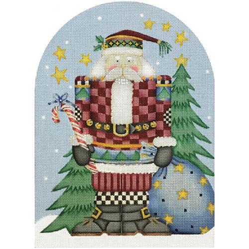 Santa Nutcracker with Green Trees