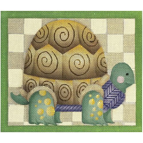 Turtle with Checkerboard Background