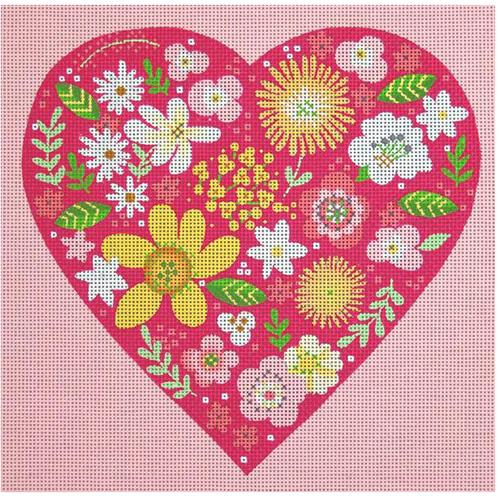 Floral Heart with Pink Background (MS)