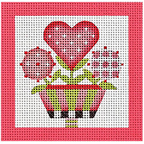 Pink Flower Pot Square