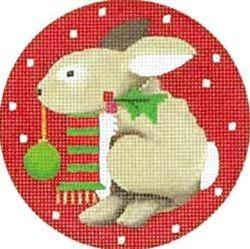Rabbit with Bauble Ornament on Red