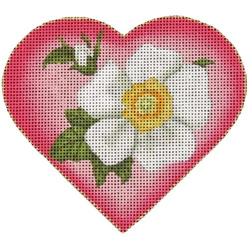 White Flower Heart with Pink Background