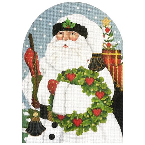 White Santa with Wreath Dome