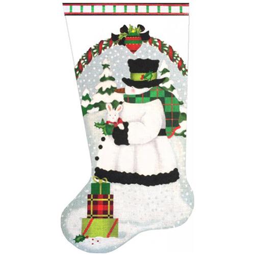 White Snowman with White Bunny Stocking