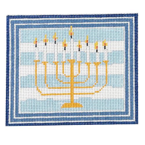 Menorah on Blue Stripes