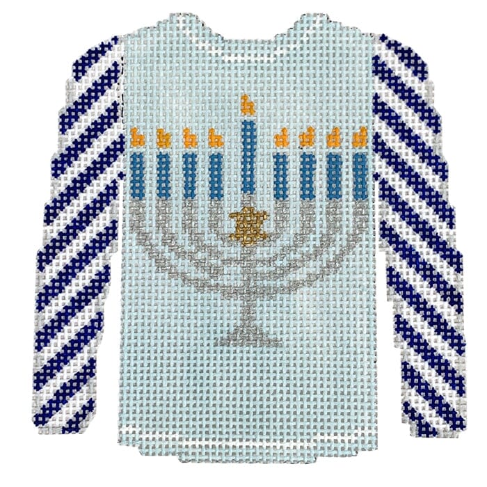 Menorah on Light Blue Sweater