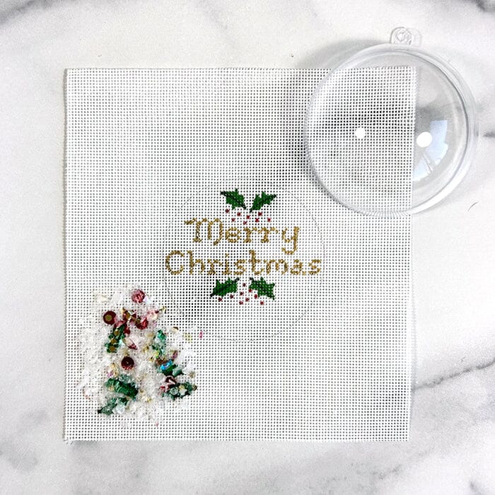 Merry Christmas Holly 3" Round Clear Dome & Confetti