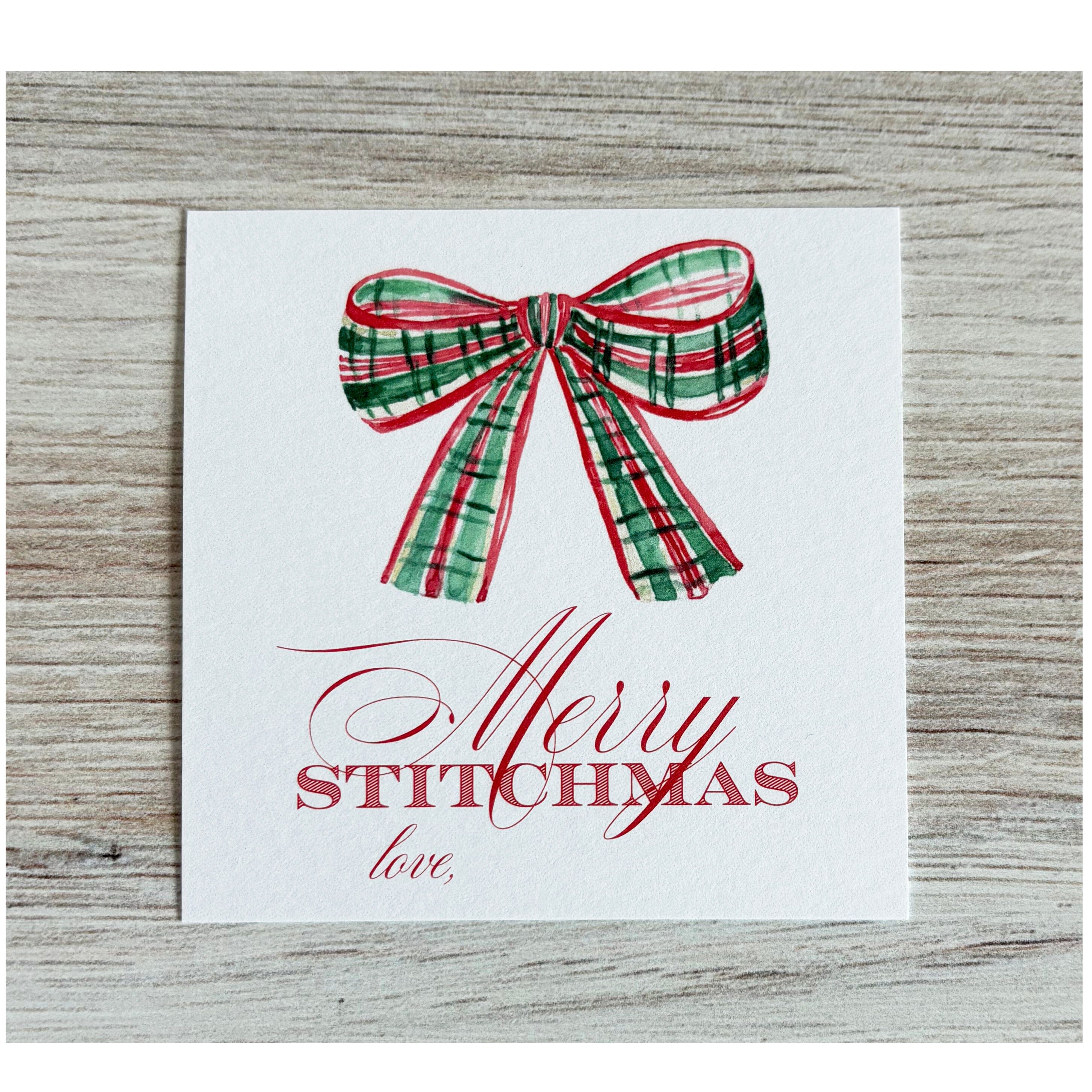 Merry Stitchmas  - Red Plaid Bow Gift Tag Pack