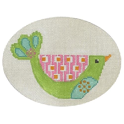 Mod Bird - Green & Pink Ornament