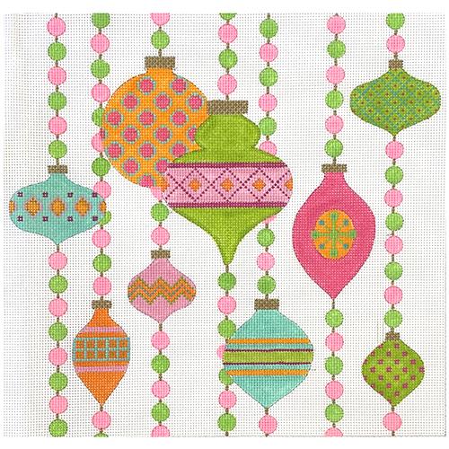 Mod Ornament Collection - Pink & Green on 13 mesh
