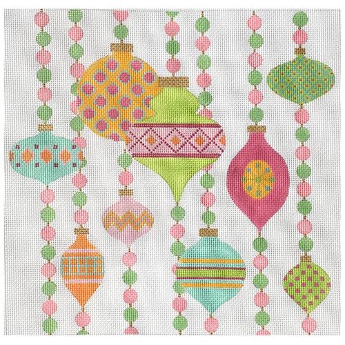 Mod Ornament Collection - Pink & Green on 18 mesh