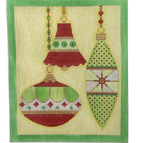 Mod Ornament Trio - Red & Green Dotted