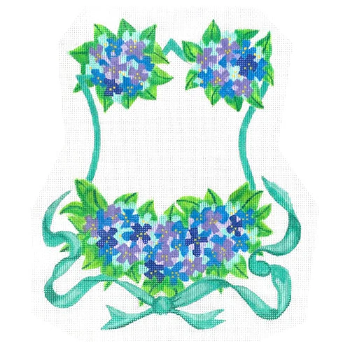 Monogram Crest - Hydrangeas & Turquoise Ribbon