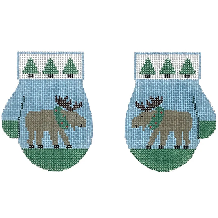 Moose Mittens with Buttons and Stitch Guide