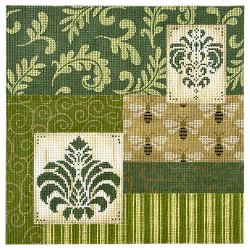 Moss Green Patchwork with Medallion & Bees