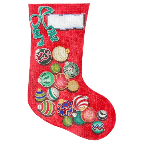 Multi Color Ornaments on Red Stocking