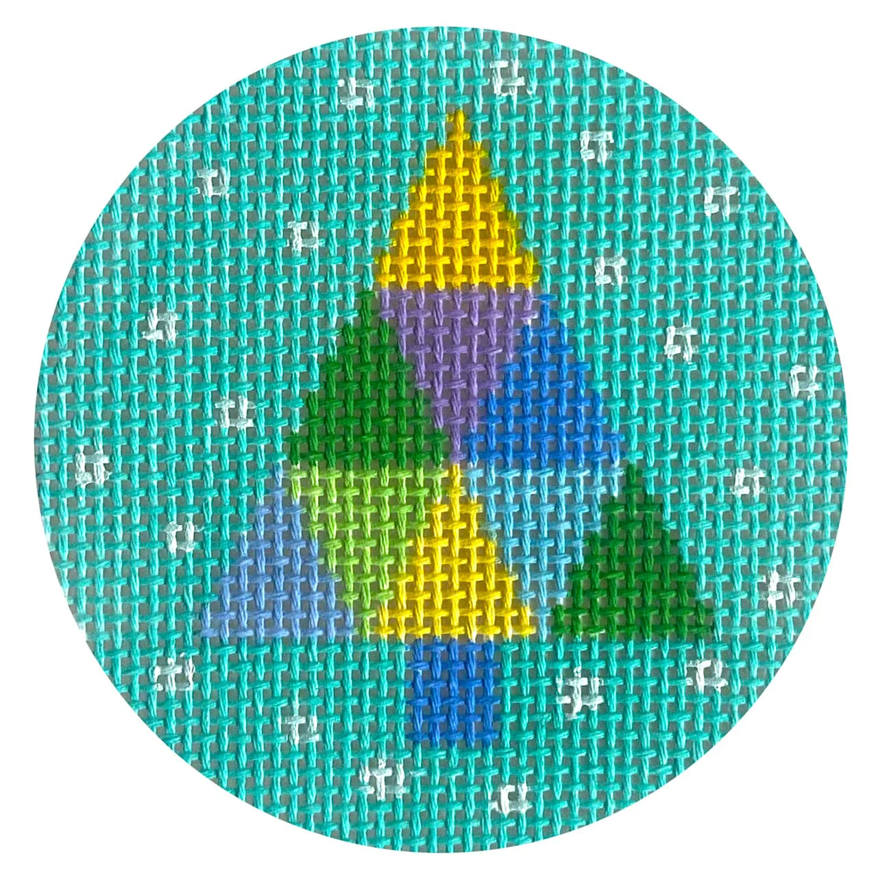 Multicolored Tree on Aqua Round