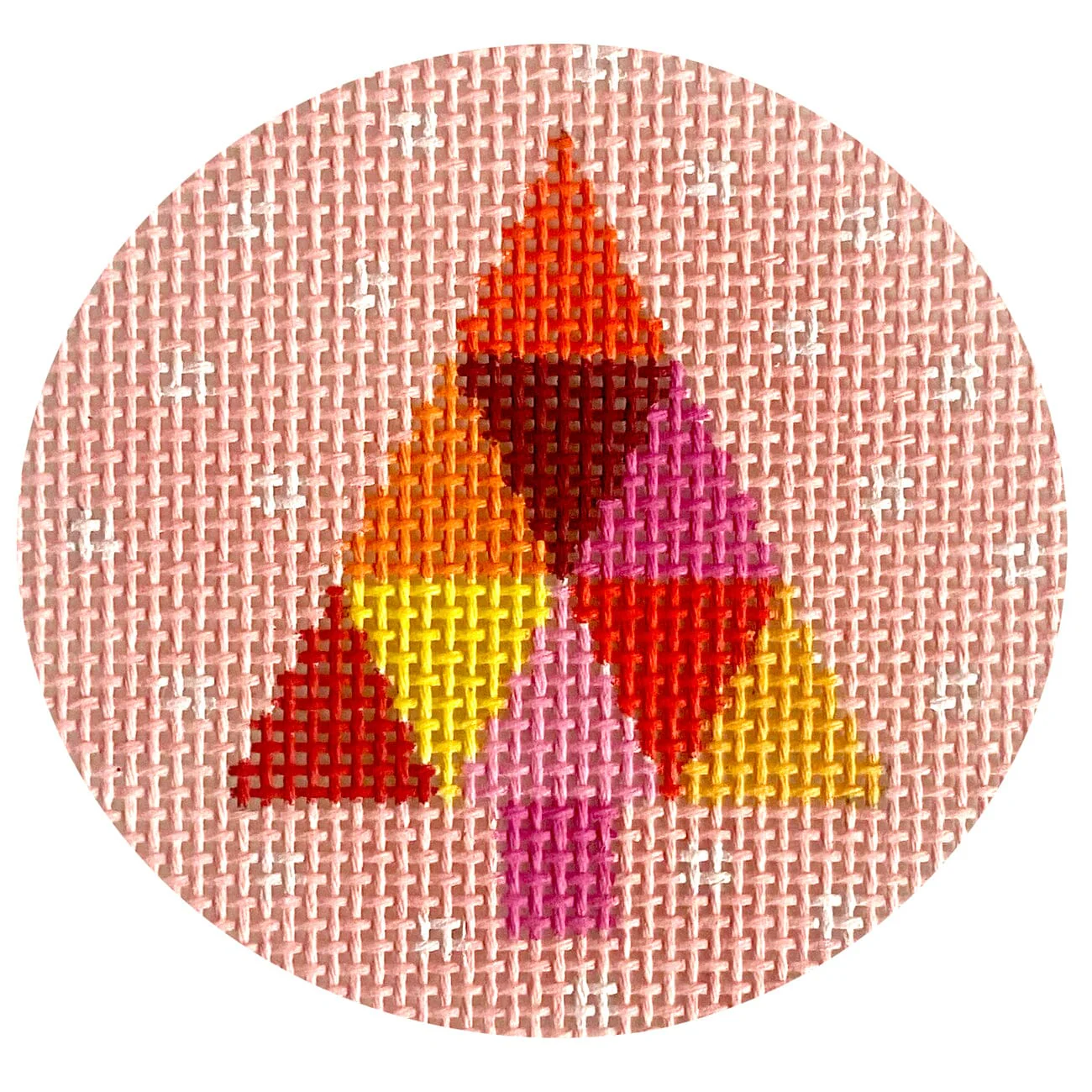 Multicolored Tree on Pink Round