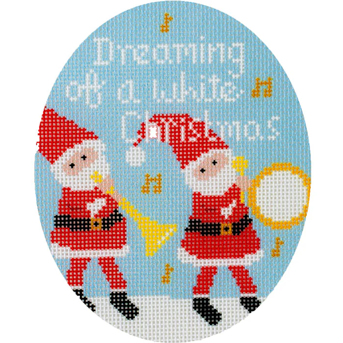 Musical Santas - Dreaming of a White Christmas Canvas with Stitch Guide