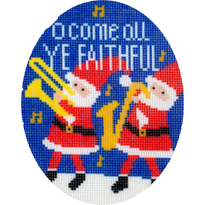 Musical Santas - O Come All Ye Faithful Canvas with Stitch Guide