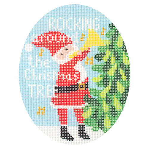 Musical Santas - Rocking Around the Christmas Tree Canvas with Stitch Guide