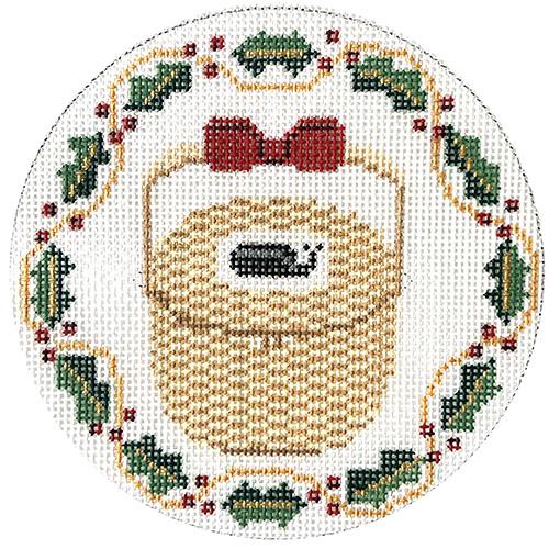 Nantucket Basket Ornament - Holly Border