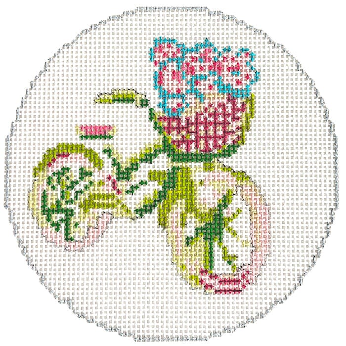Nantucket Bicycle Pink/Green 4" Round