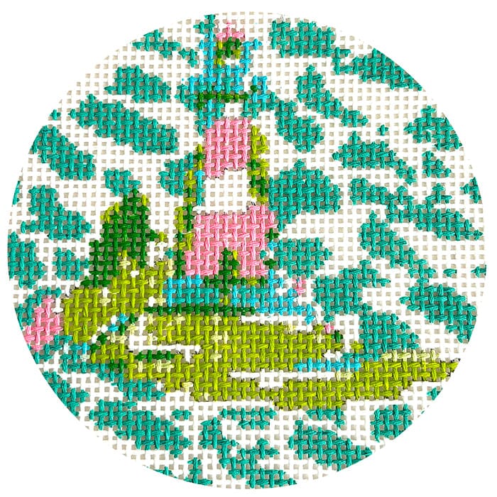 Nantucket Lighthouse Pink/Green Round