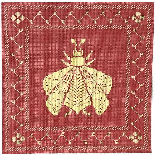 Napoleon's Bee Square Pillow - Coral & Butter on 18