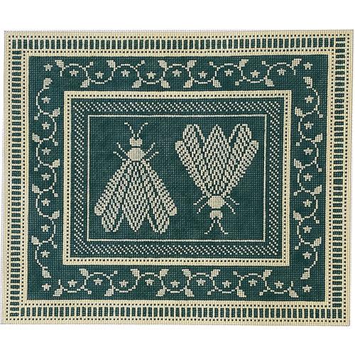 Napoleon's Two Bees Pillow on 13 - Teal & Ivory