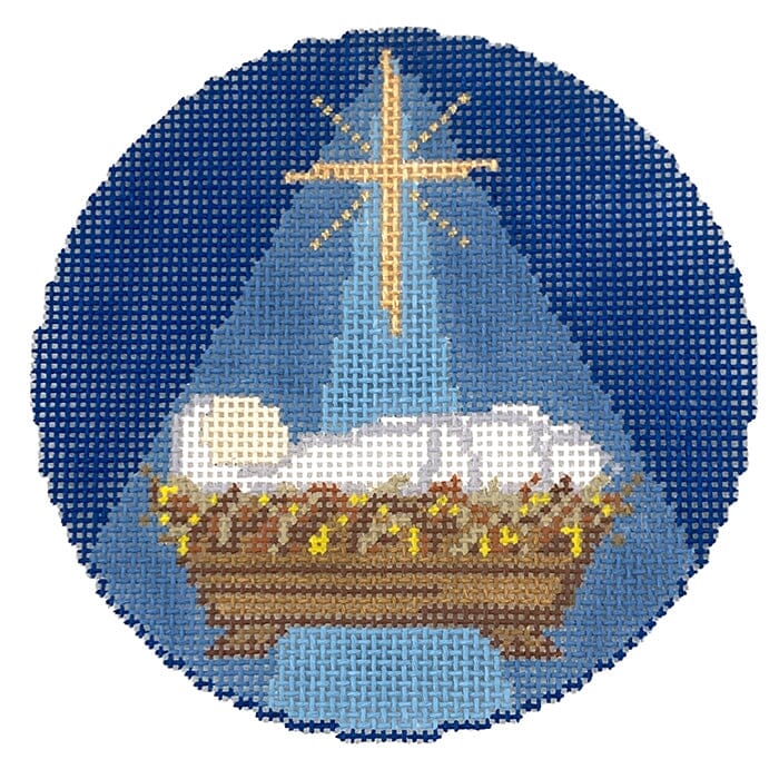 Blue Nativity - Baby in Manger Ornament