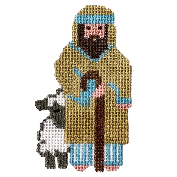 Nativity in Blue & White - Shepherd with Lamb w/Stitch Guide