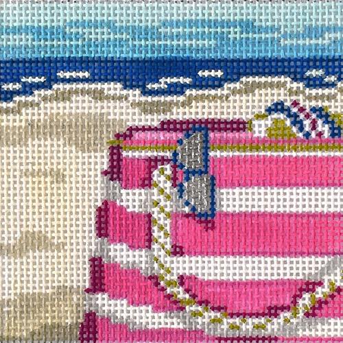 Pink Stripe Beach Tote 3x3