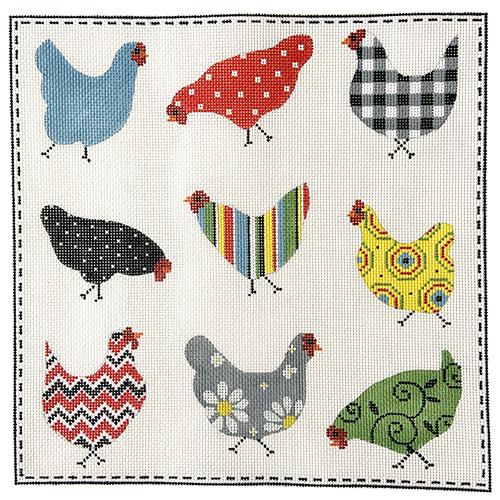 Nine Patterned Chickens