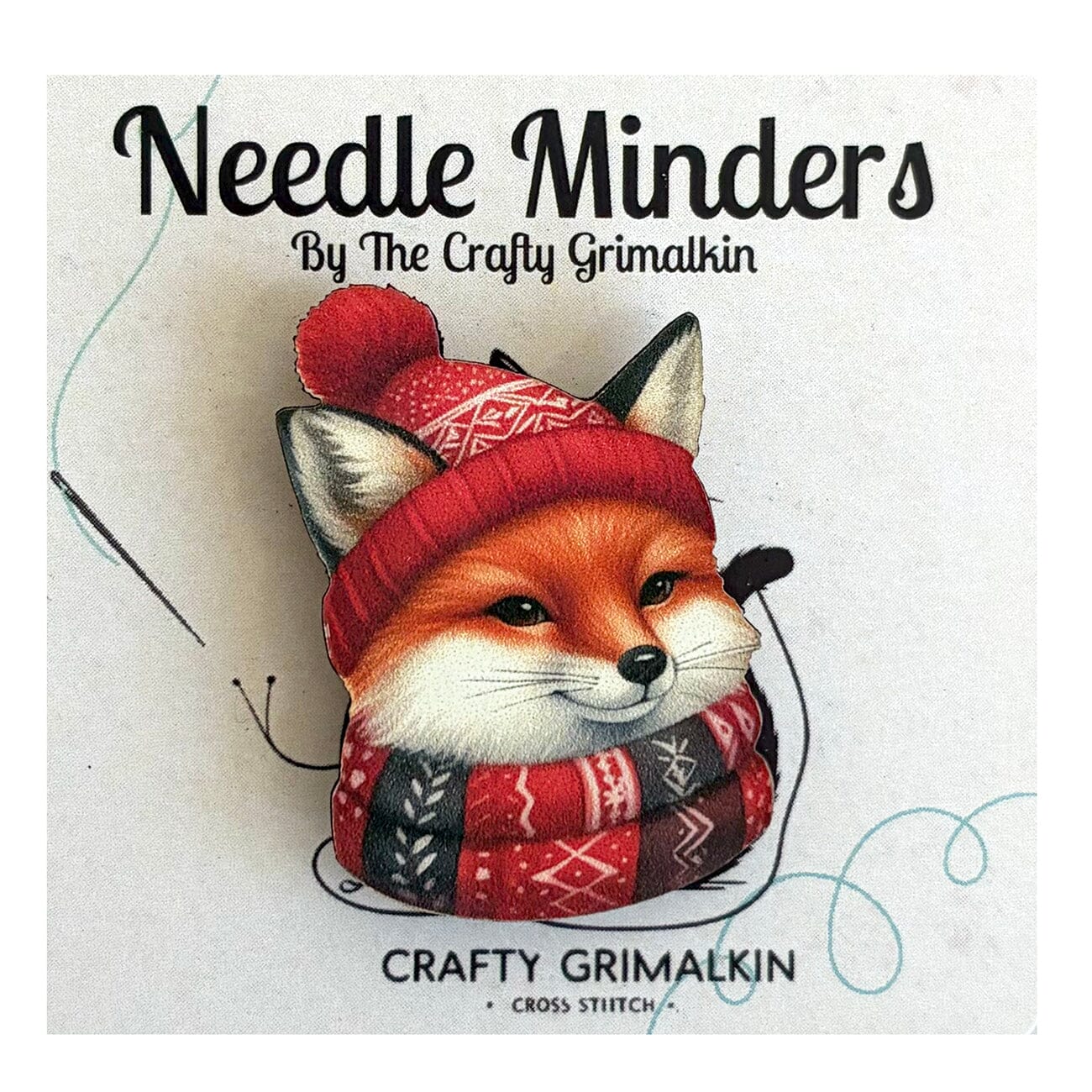 Nordic Winter Fox Wooden Needle Minder
