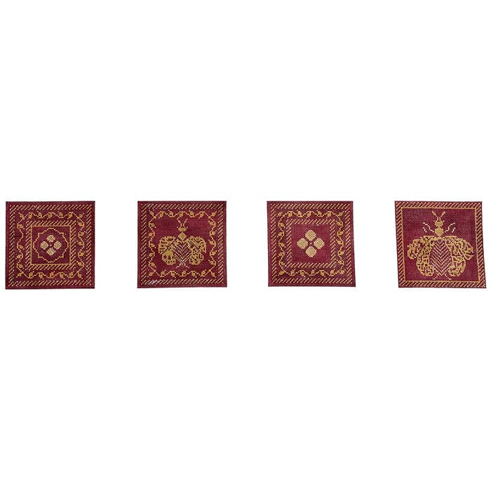 Napoleon's Bees Coasters - Burgundy and Gold