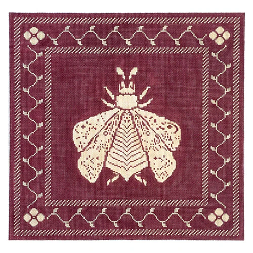 N's Bee Square Pillow Plum Cream 18 mesh