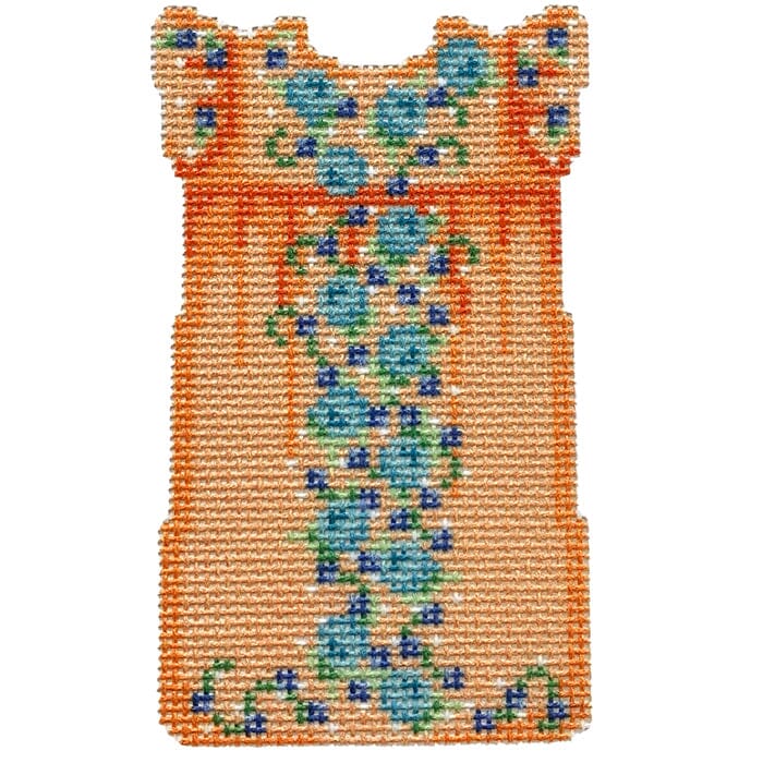 Orange/Aqua Embroidered Mini Shift