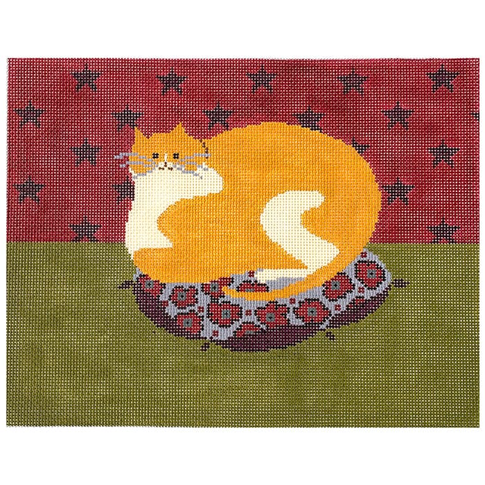 Orange Cat on Cushion