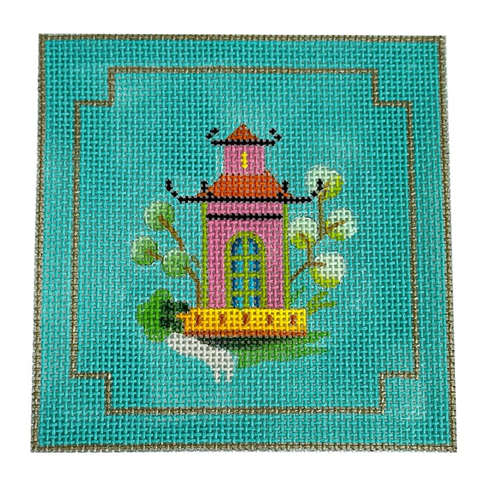 Pink Pagoda on Blue 4x4