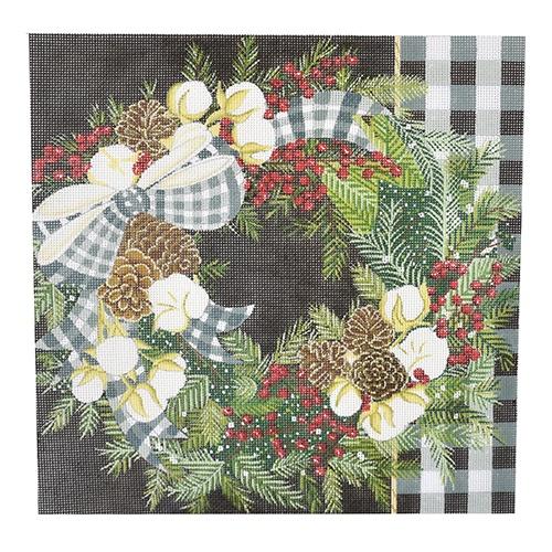 Gingham Bolls Wreath