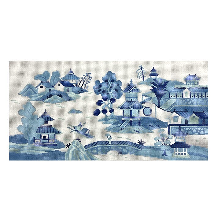Blue Porcelain Scene on 13