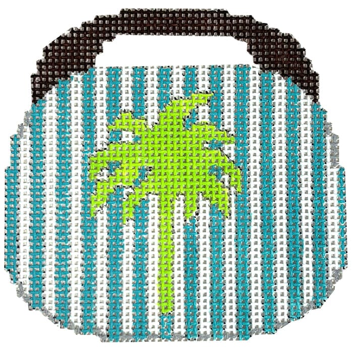 Palm Tree on Turquoise/White Stripe Purse Ornament