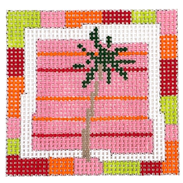 Palm Tree Pink Stripe Small Square