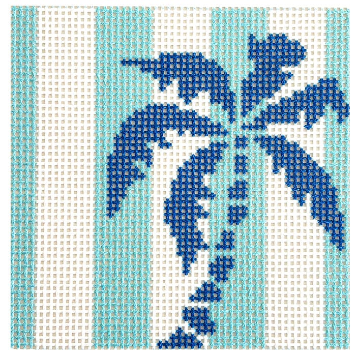 Palm Tree Stencil on Aqua Coaster