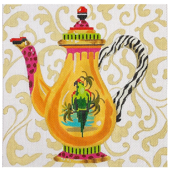 Parrot Teapot with Zebra Handle